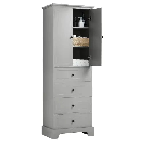 Cabinet With 2 Doors And 4 Drawers For Bathroom, Office