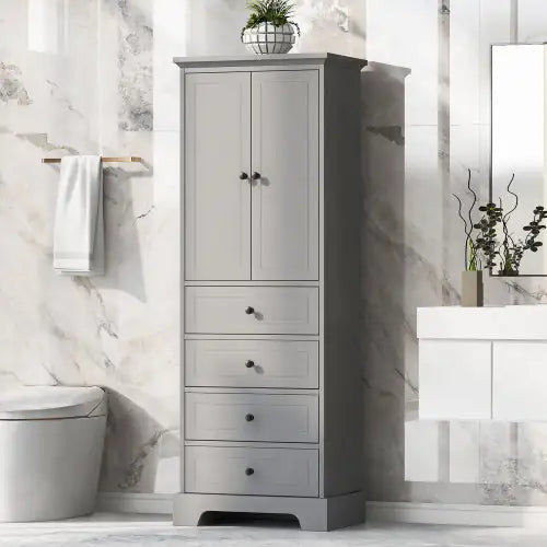 Cabinet With 2 Doors And 4 Drawers For Bathroom, Office